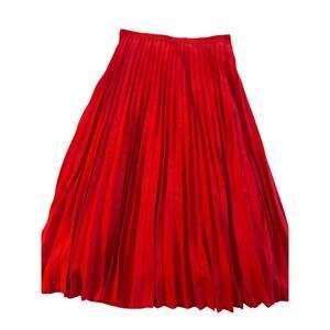 Tommy Hilfiger Red Pleated Midi Skirt Women’s Small Pull On Elastic Waist